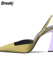 Women's Single Shoes Summer 2023 Square Toe High Heel Sandals For Women Slingback Concise Mixed Colors Designer