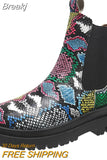 Size Boots Women 2023 Winter New European and American Fashion Snake Pattern Color Matching Thick Bottom Short Boots