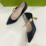 Breakj Women's Shoes New Chinese Style Low Heel Single Shoes French Temperament Pointed High Heels