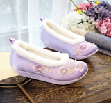Breakj Cotton Shoes Autumn And Winter Ancient Costume Collocation With Embroidered Shoes With High Slope Heel Female Cloth