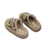 Size Wool Slippers 2024 Winter Star With Fashion Double Bar Belt Buckle Thick Bottom Warm Cotton