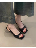 Breakj French Fashion Casual Sandals In The Summer Of 2025 Femininity Bow-Tender High-Heeled Fine-Heeled