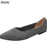 Flat Shoes Women Single Shoes Pointed Toe Knitted Shoes Spring And Autumn Simple Latex Insole Solid