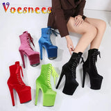 And Winter Fashion Pole Dance Show Shoes 20CM Hate Sky High Flock Mid-Calf Boots Women Sexy Platform Zipper High
