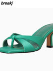 Size 34-42 Women Sandals 2023 Fashion Summer High Heels Shoes For Woman Slippers Chunky Flip Flops Elegant Lady