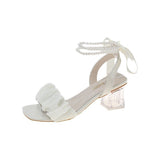 Breakj Evening Wind Niche Pearl High-Heeled Sandals Women's Summer 2025 New Middle And Fairy Wind Super Hot