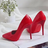 Color Small Fresh High Heels Patent Leather Stiletto Single Shoes Korean Sexy Pointed Pumps Black Professional Work