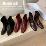 Autumn High Quality Short Boots Female Burst Inside And Outside The Head Layer Of Leather After The Zipper Flat Bottom Thin Boots Female Fashion