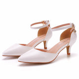 Breakj Cm Large Hollow Sandals Low Heel Pointy Shoes White Pointed Wedding Shoes Women Wedding Photography Women