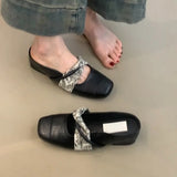 Breakj New Stroke Square Head Height Half Dragged Mary Jane Shoes Female Commuting Outside Wearing Bag Head