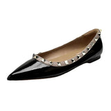 Breakj New Spring And Summer Rivet Flat Shoes Shallow Patent Leather Willow Soft Soles Shoes Flat Shoes Women Sharp Single