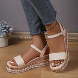 Breakj Summer New Pine Cake Dew Sandals With High Heel Lady Fashion Thick Bottom Slope Heel Women's