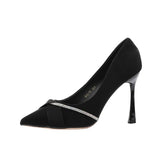Breakj Women's 2025 New Soft Leather Light Tip Temperament Single-Shoe Fine Heel Career Standing Not Tired Foot Work
