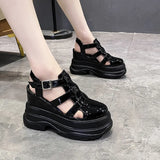 Breakj Buckle Platform Sports Sandals Women's Hollow Out Roman Sandals 2023 Summer New Web Celebrity Platform