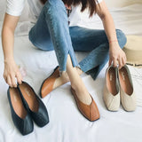 Spring New Korean Version Of Square Head Flat Single Shoes Female Harajuku Students Doudou Shoes Shallow Lazy