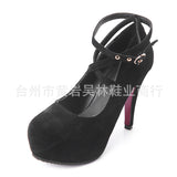 Breakj And Autumn 2024 New High-Heeled Shoes Large Fashion Velvet Waterproof Table Women's Shoes Tied With Thick Soles Single Shoe