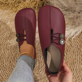 Breakj Summer And Autumn New Soft Leather Flat Soles Women's Round Head Shallow One-Foot Pedal Large Size Women's