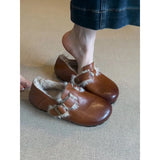 Breakj Plus Thicken Shoes With A Foot Pedal To Keep Warm Happy Shoes Flat Hair Wool Cotton