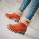 Breakj Female Boots 2023 Autumn And Winter Mid-Crowded Thick Heeled Snow Boots Women Cotton