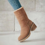 Women Boots Winter Outdoor Keep Warm Fur Boots Waterproof Women's Snow Boots Thick Heel With Round Head Short
