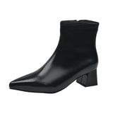 Breakj Zi Yan French Soft Leather Temperament Short Boots Female 2023 Autumn And Winter New Thick Heel Naked Boots Square Head High Heel Thin