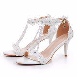 Breakj Cm Light Mouth With Sandals Fine Heel Sandals White Lace Wedding Shoes Famous Wind High Heel