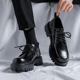Breakj 2023 New Platform Increased Large-Size Overalls Round Head Men's Shoes 45 Fashion Versatile Small Leather Shoes 46