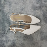 Daily all-match Sandal Shoes Pointed Toes High Heels Sexy 5cm Low Casual Back Empty Buckle Pumps Red Wedding