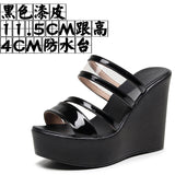 Breakj Plop And Ultra-High Heel Waterproof Table Pine Cake Thick Bottom Fish Mouth Sandals Night Shop Sexy Transparent With Fashion Slippers
