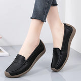 For Women 2023 Summer Leather Slip On Beige Casual Walking Ladies Shoe Fashion Non-Slip Soft Sole Loafers Zapatos