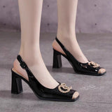 New Arrival Fashion Square Toe Sandals for Women High Heels Summer Comfort Simplicity Slingbacks Shoes Sandalias De