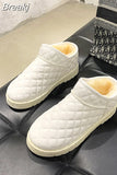 Woman Boots Non-Slip Snow Boots Women Raise The Bottom Warm with Velvet Short Lattice Luxury Designer Beige Black