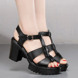 Breakj T-T-Slace Sandals Waterproof Table Thick Soles 41-43 Yards Cheongsam Runway Shoes Large-Size Coarse Heel Waterproof Table Women's