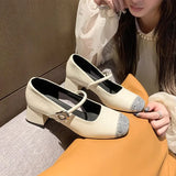 Breakj Fragrant Wind Thin Height Retro French Single Shoes Small Fragrant Wind Silver Lily One Word Temperament Light-Mouthed Mary Treasure