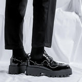Breakj British Wind Thick Bottom Derby Profile Picture Black Male Business Casual Leather Shoes Retro Patent Leather