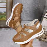 Breakj Loose Pastry Bottom One-Word Buckle With Slope And Sandals Women 2025 Spring New Bag Head Magic Stickers
