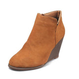 Breakj Autumn And Winter New Flat Bottom Slope And Short Boots Women's Round Head Side Zipper Large-Size