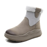 Breakj Velvet Snow Boots Winter Thick Cotton Boots Girl Retro Color Layer Kraft High Help Short Boots Plus