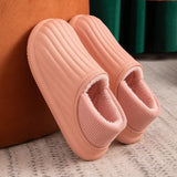 Waterproof Non-Slip Home Slippers Men Cotton Shoe EVA Slippers Winter Warm Indoor Ladies Soft Couples Platform Shoes