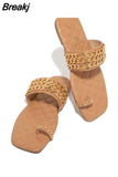 Women Summer Slides Chain Decorative Flip Flops Outdoor Sexy Casual Sandals Female Square Heel Slippers Plus Size