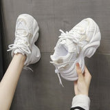 Breakj Shoes Women's Thick Back Retro 2025 Spring To Increase The Old Dad Shoes Small Net Mesh Casual Shoes