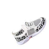 Size Women's Leisure Sports Shoes 2023 New Leopard Print Round Head Ties With Flat Soles And Comfortable Mesh Surface Women's