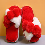 Women Slippers Faux Fur Warm Shoes Women Slip on Flats Female Floor Slides home furry slippers Indoor House Flip