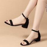Women's Sandals Spring/Summer 2024 New Student Versatile Thick Heel Sandals Roman Fairy Low Heel High Heel Women's