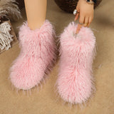 Breakj Hairy Boots Winter Warm Plus Velvet Boots Fashion Casual Snow Boots