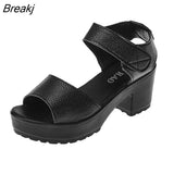 New White High-heeled Women's Sandals Women's Chunky Heel Wedge Platform Sandals Fish Mouth Shoes Roman Sandals for