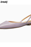 Size 33-40 Women Flats Sandals Real Leather Elegant Low Heels Summer Shoes For Women 2023 Fashion Silver
