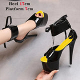 Colors Sandals Ladies Summer Modern Women's Shoes Ankle Strap Heels Pole Dancing Platform Nightclub 17CM Super High