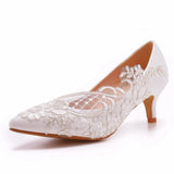Breakj Cm Middle Heel Elegant Simple Lace Mesh Wedding Shoes Tip High Bridal Wedding Dress Shoes Spring And Autumn Single