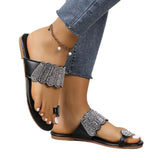 Breakj Large-Size Sleeve Toe Drill Flat-Soled Sandals Women Flat And Light Beach Cool